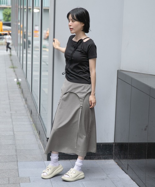 3.3 Field Trip （3.3フィールドトリップ）の「3.3 Field Trip／ガーターベルトスカート（スカート・レディース・グレー/チャコール・SMALL/MEDIUM）」の4枚目の写真