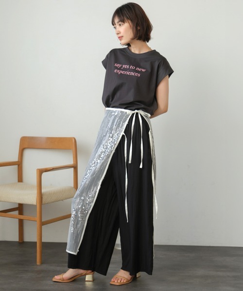 Bou Jeloud（ブージュルード）の「スパンコールレース巻きスカート（スカート・レディース・アイボリー/ブラック・FREE）」の6枚目の写真