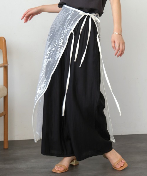 Bou Jeloud（ブージュルード）の「スパンコールレース巻きスカート（スカート・レディース・アイボリー/ブラック・FREE）」の7枚目の写真