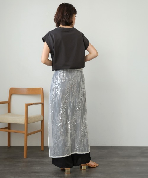 Bou Jeloud（ブージュルード）の「スパンコールレース巻きスカート（スカート・レディース・アイボリー/ブラック・FREE）」の12枚目の写真