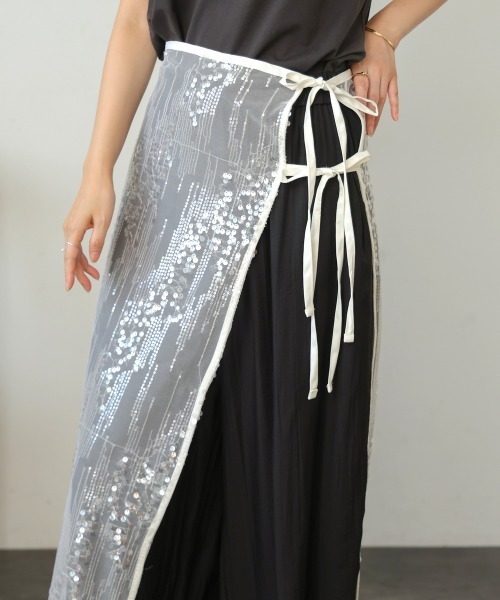 Bou Jeloud（ブージュルード）の「スパンコールレース巻きスカート（スカート・レディース・アイボリー/ブラック・FREE）」の14枚目の写真
