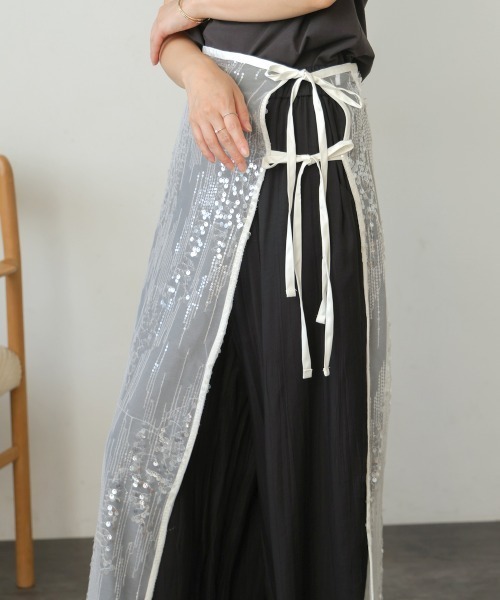 Bou Jeloud（ブージュルード）の「スパンコールレース巻きスカート（スカート・レディース・アイボリー/ブラック・FREE）」の15枚目の写真