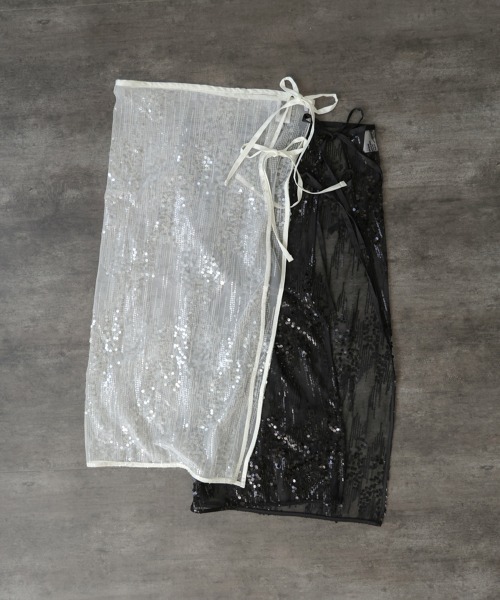 Bou Jeloud（ブージュルード）の「スパンコールレース巻きスカート（スカート・レディース・アイボリー/ブラック・FREE）」の16枚目の写真