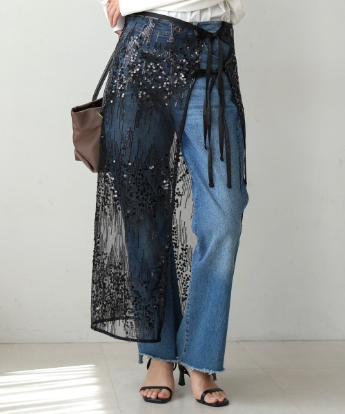 Bou Jeloud（ブージュルード）の「スパンコールレース巻きスカート（スカート・レディース・アイボリー/ブラック・FREE）」の18枚目の写真