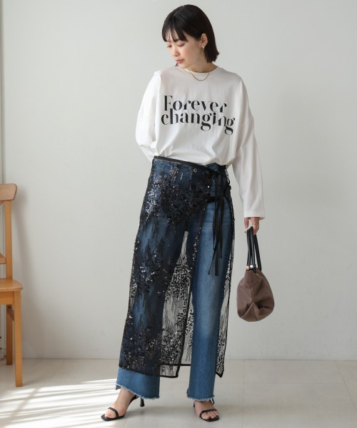 Bou Jeloud（ブージュルード）の「スパンコールレース巻きスカート（スカート・レディース・アイボリー/ブラック・FREE）」の19枚目の写真