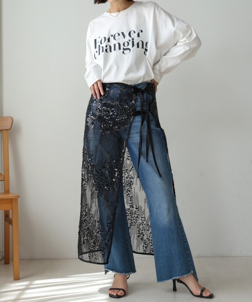 Bou Jeloud（ブージュルード）の「スパンコールレース巻きスカート（スカート・レディース・アイボリー/ブラック・FREE）」の20枚目の写真