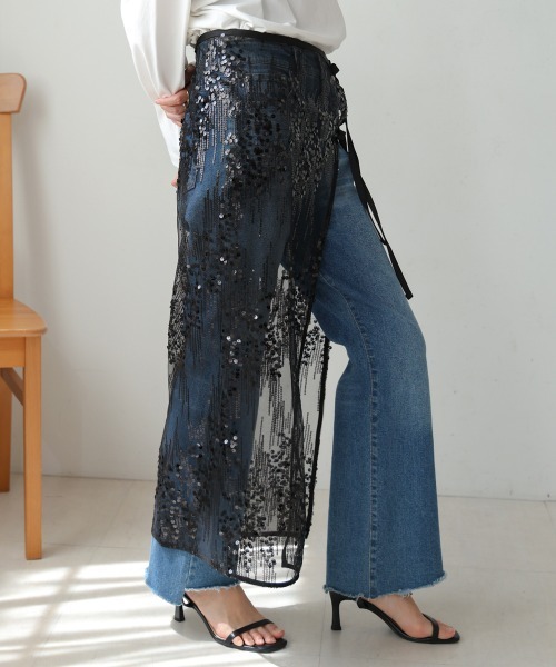 Bou Jeloud（ブージュルード）の「スパンコールレース巻きスカート（スカート・レディース・アイボリー/ブラック・FREE）」の22枚目の写真