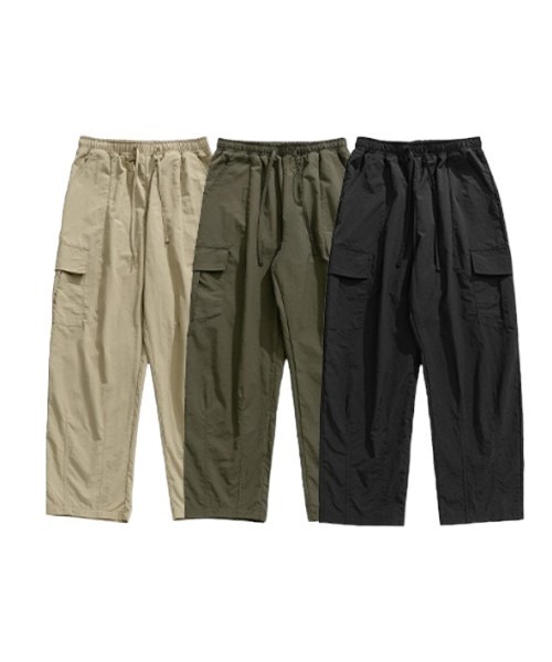 COMON+(コモンプラス)の「ワイドシルエットイージーカーゴパンツ(カーゴパンツ・メンズ・カーキ/ブラック/ベージュ・M/L)」の4枚目の写真