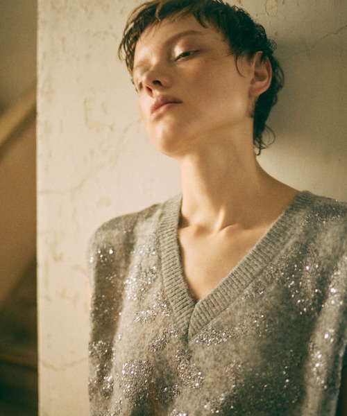 ニット セーター Sequin Jacquard Knit Vest レディース セール】Sequin Jacquard Knit Vest（ニット/セーター）｜EN