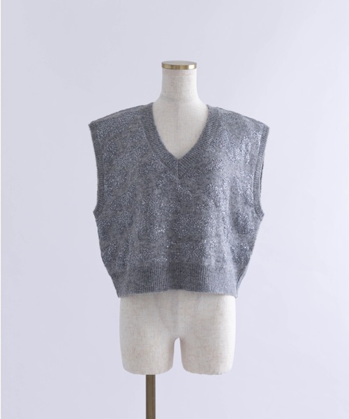 EN NEUME(エンノイム)の「Sequin Jacquard Knit Vest(ベスト・レディース・ブラック/杢グレー・FREE)」の17枚目の写真