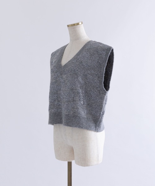 ニット セーター Sequin Jacquard Knit Vest レディース セール】Sequin Jacquard Knit Vest（ニット/セーター）｜EN