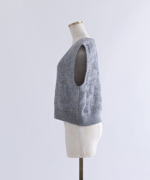 セール】Sequin Jacquard Knit Vest（ニット/セーター）｜EN