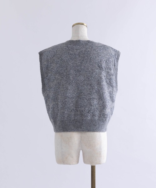 EN NEUME(エンノイム)の「Sequin Jacquard Knit Vest(ベスト・レディース・ブラック/杢グレー・FREE)」の20枚目の写真