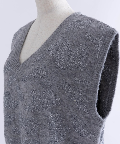 セール】Sequin Jacquard Knit Vest（ニット/セーター）｜EN