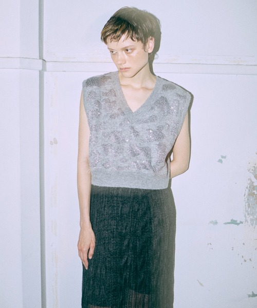 ニット セーター Sequin Jacquard Knit Vest レディース セール】Sequin Jacquard Knit Vest（ニット/セーター）｜EN