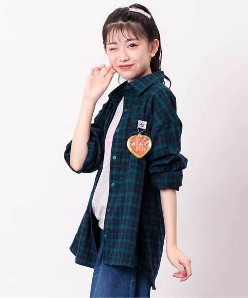 algy（アルジー）の「チャーム付きシャツ（シャツ/ブラウス・キッズ・ブラック/グリーン/インディゴブルー・SMALL/MEDIUM/X-SMALL/XX-SMALL/XXX-SMALL）」の3枚目の写真