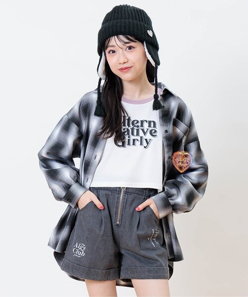 algy（アルジー）の「チャーム付きシャツ（シャツ/ブラウス・キッズ・ブラック/グリーン/インディゴブルー・SMALL/MEDIUM/X-SMALL/XX-SMALL/XXX-SMALL）」の2枚目の写真