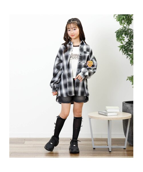 algy（アルジー）の「チャーム付きシャツ（シャツ/ブラウス・キッズ・ブラック/グリーン/インディゴブルー・SMALL/MEDIUM/X-SMALL/XX-SMALL/XXX-SMALL）」の7枚目の写真