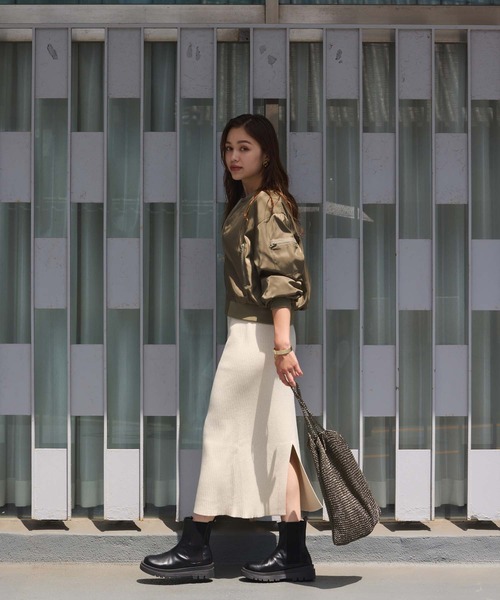 Edit Sheen（エディットシーン）の「リブニットスリットスカート（スカート・レディース・ブラウン/ダークグレー/ブラック/アイボリー・M）」の18枚目の写真