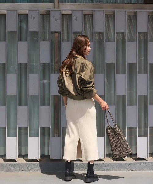 Edit Sheen（エディットシーン）の「リブニットスリットスカート（スカート・レディース・ブラウン/ダークグレー/ブラック/アイボリー・M）」の19枚目の写真