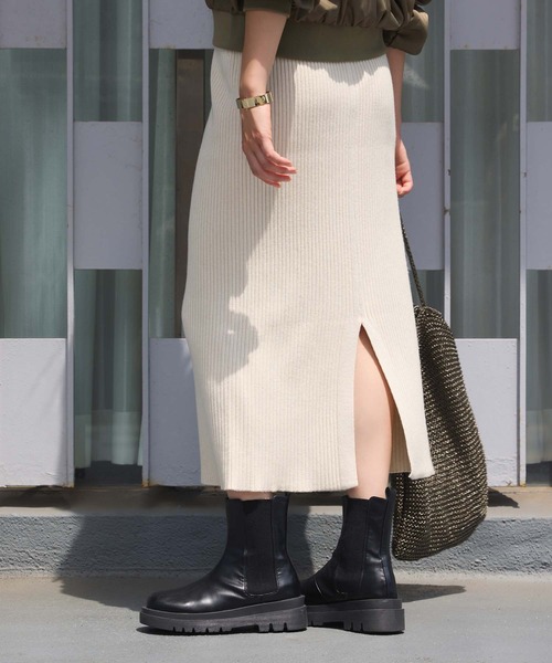 Edit Sheen（エディットシーン）の「リブニットスリットスカート（スカート・レディース・ブラウン/ダークグレー/ブラック/アイボリー・M）」の16枚目の写真