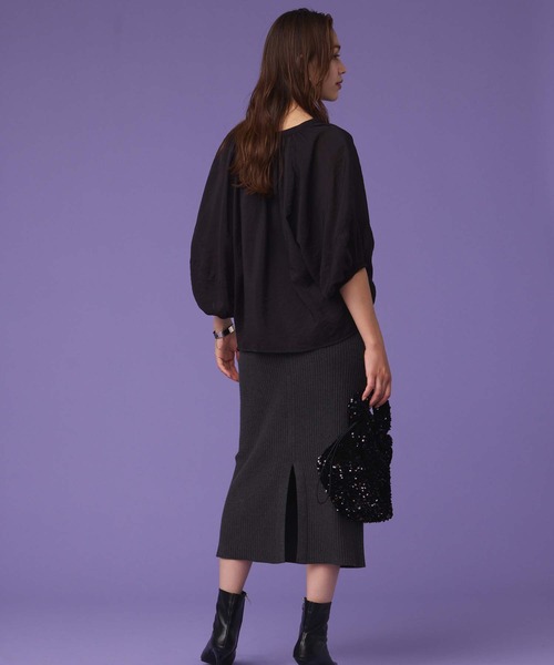 Edit Sheen（エディットシーン）の「リブニットスリットスカート（スカート・レディース・ブラウン/ダークグレー/ブラック/アイボリー・M）」の13枚目の写真