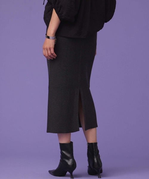 Edit Sheen（エディットシーン）の「リブニットスリットスカート（スカート・レディース・ブラウン/ダークグレー/ブラック/アイボリー・M）」の14枚目の写真