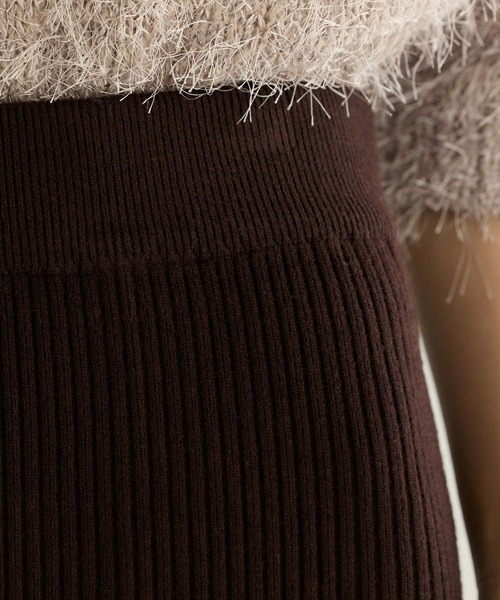 Edit Sheen（エディットシーン）の「リブニットスリットスカート（スカート・レディース・ブラウン/ダークグレー/ブラック/アイボリー・M）」の21枚目の写真