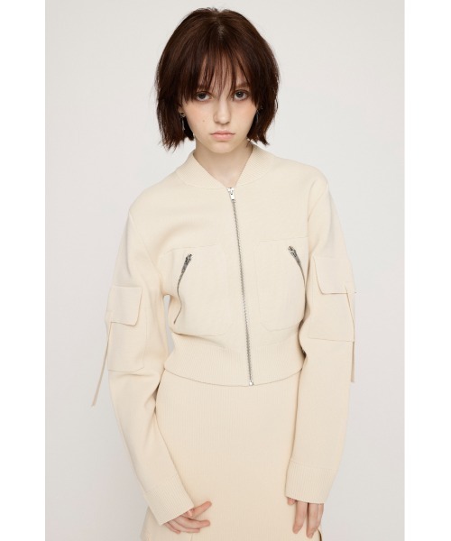 SLY（スライ）の「【2サイズ展開】FINE TOUCH KNIT BZ ファイン タッチ ニット ブルゾン（ブルゾン・レディース・アイボリー/ブラック/ブルー・2/1）」の5枚目の写真