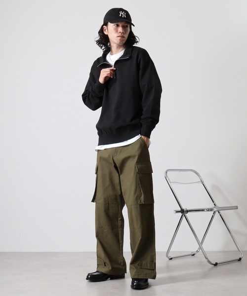 CROSS & STITCH（クロスステッチ）の「CROSS&STITCH ヘビーウェイト ハーフジップスウェット/トレーナー（スウェット・メンズ・ホワイト/ブラック/アッシュ・L/M/XXL/XL）」の15枚目の写真