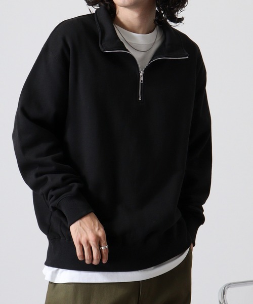 CROSS & STITCH（クロスステッチ）の「CROSS&STITCH ヘビーウェイト ハーフジップスウェット/トレーナー（スウェット・メンズ・ホワイト/ブラック/アッシュ・L/M/XXL/XL）」の20枚目の写真
