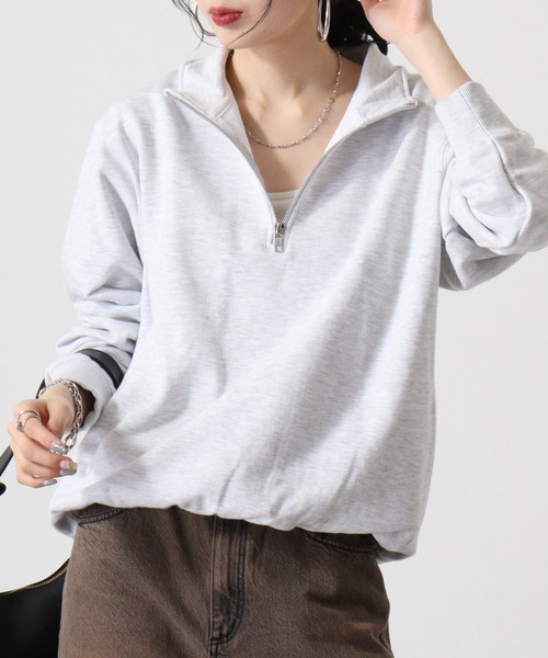 CROSS & STITCH（クロスステッチ）の「CROSS&STITCH ヘビーウェイト ハーフジップスウェット/トレーナー（スウェット・メンズ・ホワイト/ブラック/アッシュ・L/M/XXL/XL）」の22枚目の写真