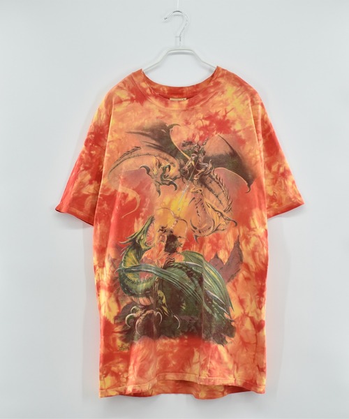 THE MOUNTAIN（ザマウンテン）の「【ヴィンテージ古着】Y2K THE MOUNTAIN ドラゴンナイト タイダイ Tシャツ（Tシャツ/カットソー・メンズ・レッド・LARGE）」の5枚目の写真