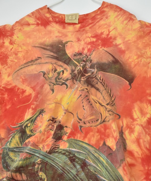 THE MOUNTAIN（ザマウンテン）の「【ヴィンテージ古着】Y2K THE MOUNTAIN ドラゴンナイト タイダイ Tシャツ（Tシャツ/カットソー・メンズ・レッド・LARGE）」の8枚目の写真