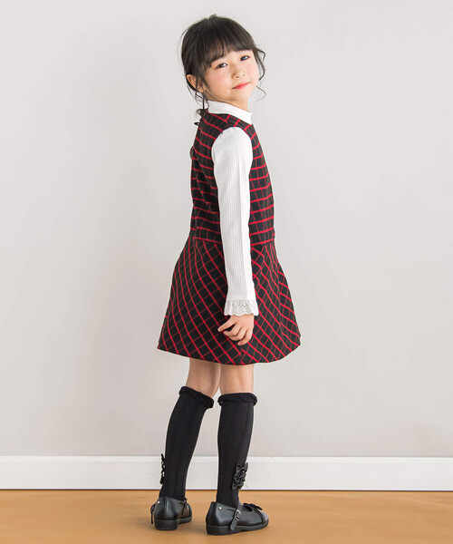 BeBe Petits Pois Vert（ベベプチポワヴェール）の「【店舗限定】サイドリボン3連ハイソックス(17~24cm)（ソックス/靴下・キッズ・オフホワイト/ブラック・M/L）」の12枚目の写真