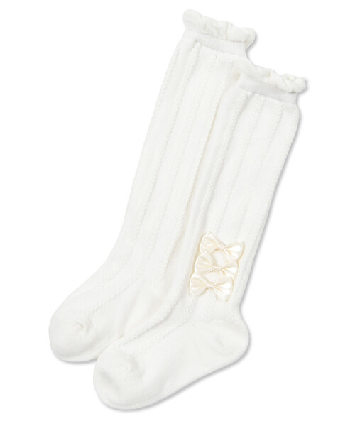 BeBe Petits Pois Vert（ベベプチポワヴェール）の「【店舗限定】サイドリボン3連ハイソックス(17~24cm)（ソックス/靴下・キッズ・オフホワイト/ブラック・M/L）」の15枚目の写真