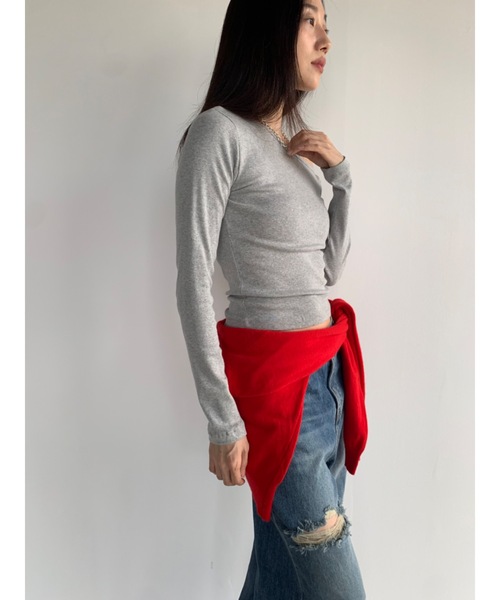 Didot.showroom(ディドット ショールーム)の「アンバランス配色ロンT(Tシャツ/カットソー・レディース・ストライプ/ネイビー/ホワイト/グレー/ブラック・FREE)」の16枚目の写真