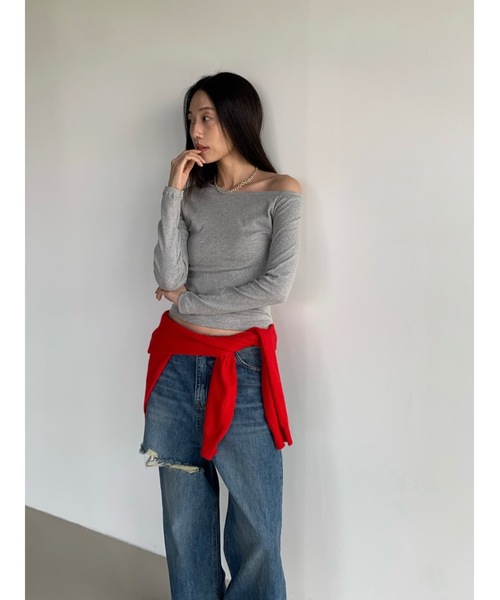 Didot.showroom(ディドット ショールーム)の「アンバランス配色ロンT(Tシャツ/カットソー・レディース・ストライプ/ネイビー/ホワイト/グレー/ブラック・FREE)」の21枚目の写真