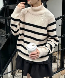 アシメハーフジップルーズニット