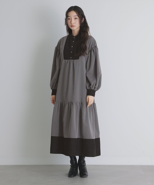somari imagination(ソマリ イマジネーション)の「『配色ティアードワンピース』(ワンピース・レディース・ブルー/チャコール・1/2)」の6枚目の写真