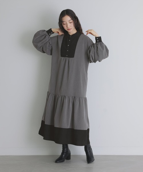 somari imagination(ソマリ イマジネーション)の「『配色ティアードワンピース』(ワンピース・レディース・ブルー/チャコール・1/2)」の10枚目の写真