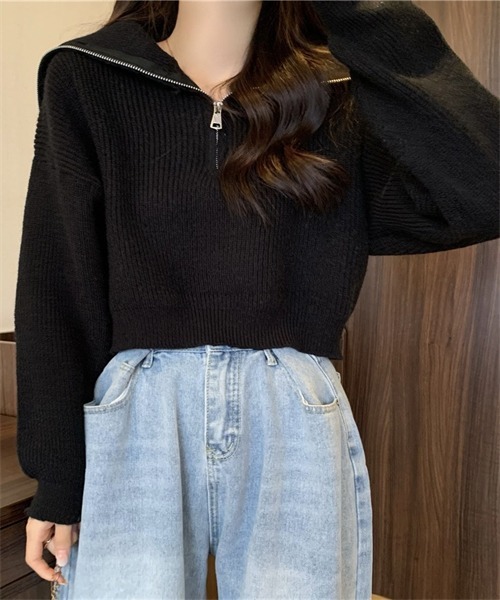 FREE STYLISTS(フリー スタイリスト)の「ハーフジップセーラーカラーニットプルオーバー(ニット/セーター・レディース・ホワイト/ピンク/グレー/ブルー/ブラック・FREE)」の17枚目の写真