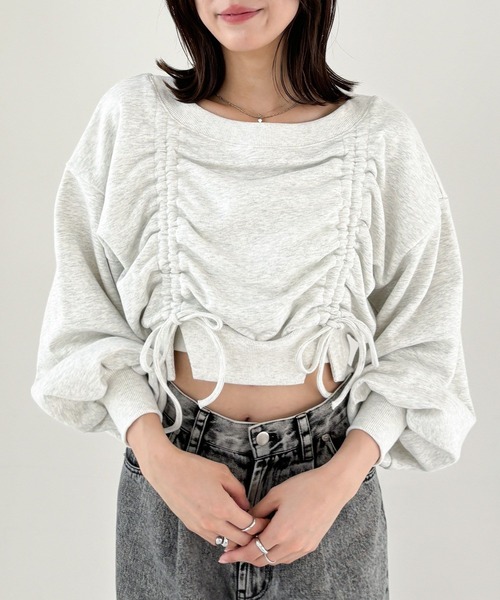 Heather（ヘザー）の「ドロスト裏毛スウェット　249304（スウェット・レディース・グレー/ブラック/オートミール・FREE）」の4枚目の写真