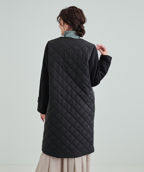 DRESKIP(ドレスキップ)の「◆【吸湿発熱】すっきり上品に女性らしく お袖フェイクウール キルトコート(ノーカラーコート・レディース・オフホワイト/チャコールグレー/ブラック・02/03/04)」の21枚目の写真