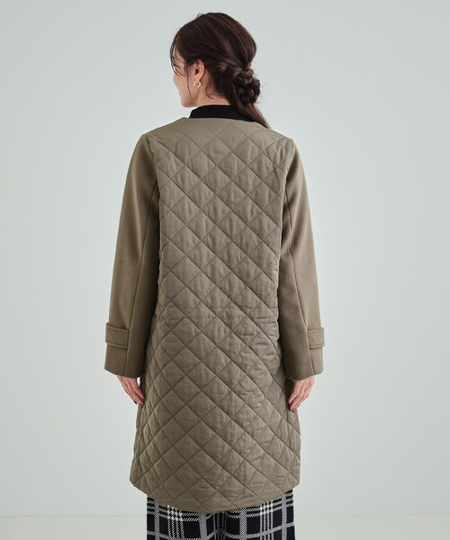 DRESKIP(ドレスキップ)の「◆【吸湿発熱】すっきり上品に女性らしく お袖フェイクウール キルトコート(ノーカラーコート・レディース・オフホワイト/チャコールグレー/ブラック・02/03/04)」の12枚目の写真