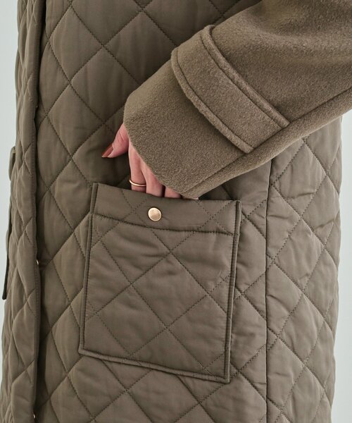 DRESKIP(ドレスキップ)の「◆【吸湿発熱】すっきり上品に女性らしく お袖フェイクウール キルトコート(ノーカラーコート・レディース・オフホワイト/チャコールグレー/ブラック・02/03/04)」の5枚目の写真