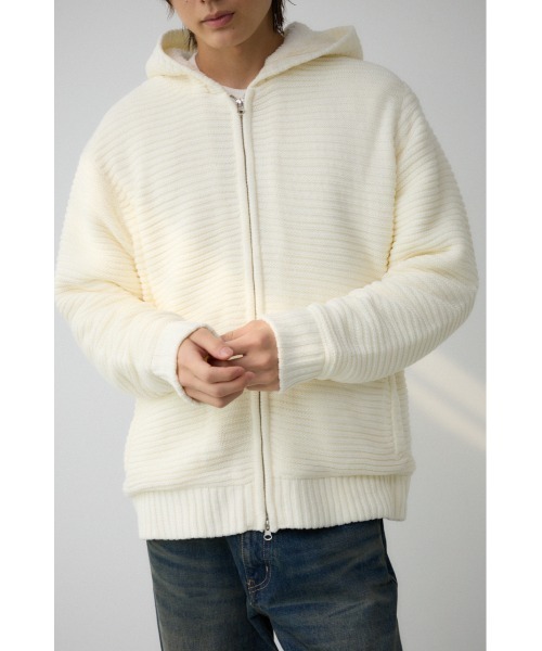 AZUL by moussy（アズールバイマウジー）の「ガーターボアジップフーディーニット（パーカー・メンズ・ブラック系その他/ホワイト/ブラック/グレー系その他・MEDIUM/LARGE）」の6枚目の写真