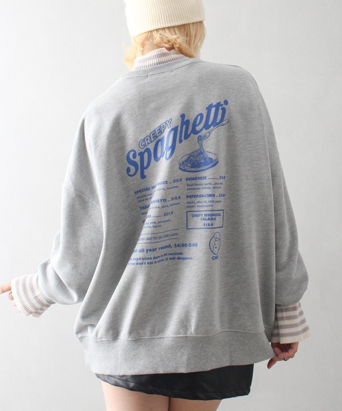 SpRay(スプレイ)の「裏起毛スパゲッティおばけスウェット(スウェット・レディース・グレー/ブルー/オートミール/スミクロ/アイボリー/ピンク・FREE)」の1枚目の写真