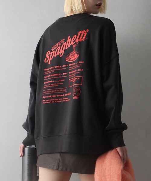 SpRay(スプレイ)の「裏起毛スパゲッティおばけスウェット(スウェット・レディース・グレー/ブルー/オートミール/スミクロ/アイボリー/ピンク・FREE)」の4枚目の写真