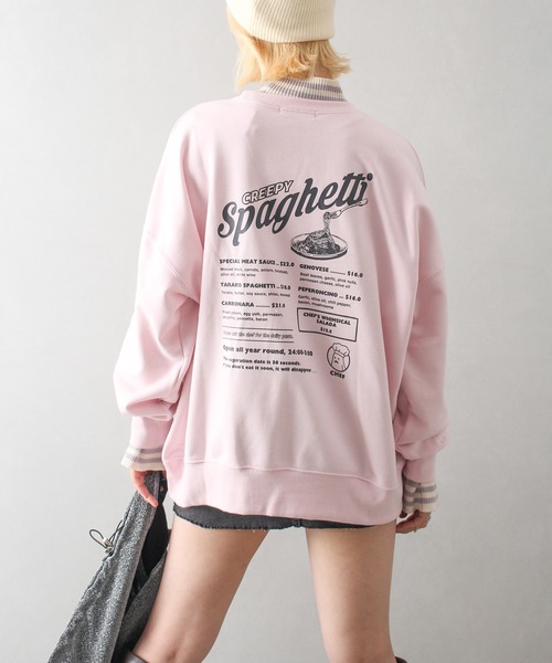SpRay(スプレイ)の「裏起毛スパゲッティおばけスウェット(スウェット・レディース・グレー/ブルー/オートミール/スミクロ/アイボリー/ピンク・FREE)」の2枚目の写真
